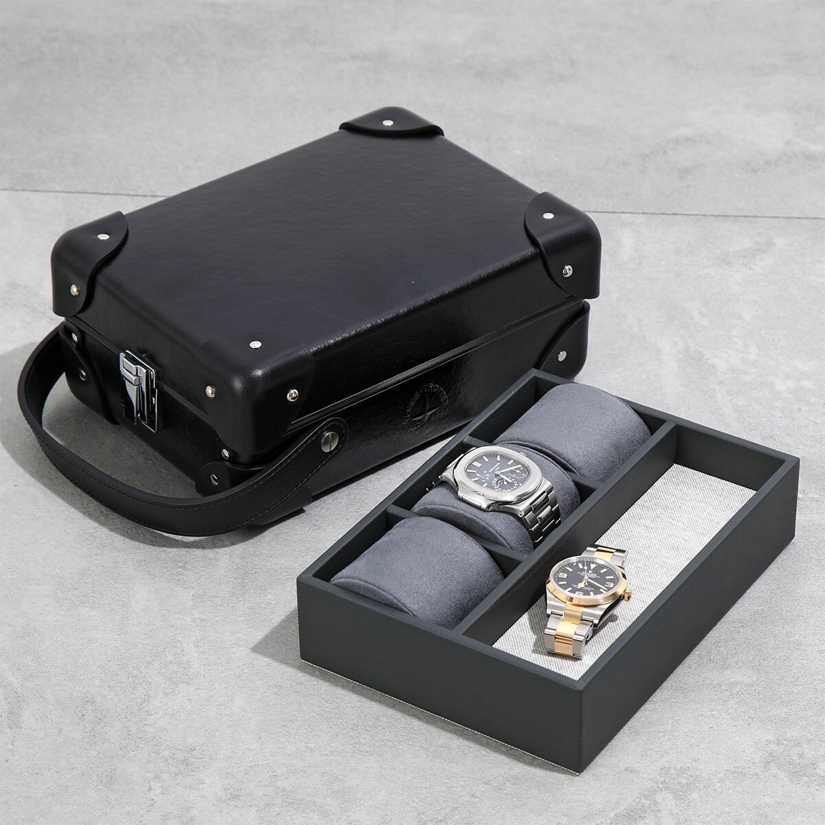 グローブトロッター GLOBE TROTTER グローブトロッター ウォッチケース Centenary 3 Slot Watch Case メンズ 3スロット 時計ケース 3本収納 Black/Black【cp_ten】【po_jyuuu】