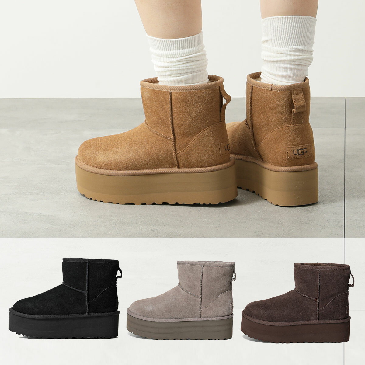 UGG アグ ムートンブーツ CLASSIC MINI PLATFORM クラシック ミニ プラットフォーム 1134991 レディース ショートブーツ スウェード 厚底 シューズ 靴 カラー2色のサムネイル