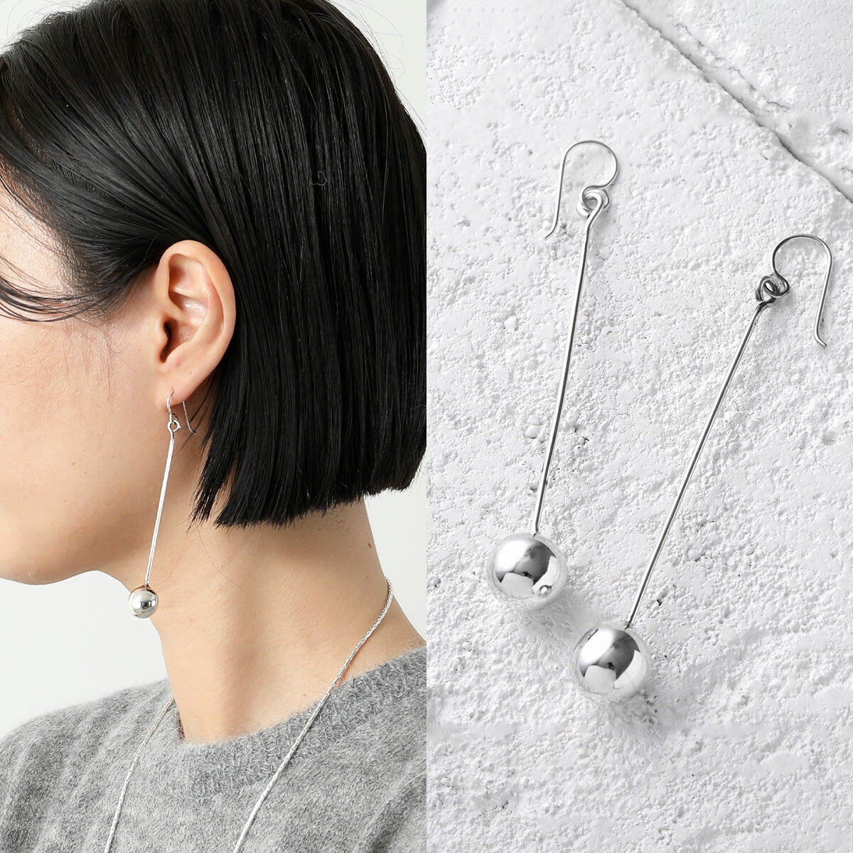 NINA&JULES ニナ・エ・ジュール ピアス HANGING BALL EARRINGS BO002 レディース ボール フック silver925 アクセサリー シルバー