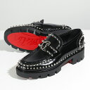 Christian Louboutin クリスチャンルブタン ローファー MOC LUG SPIKBS FLAT 3230797 レディース CLロゴ スタッズ装飾 エナメル シューズ 靴 B439/BLACK/LIN-BLACK【po_fifth】