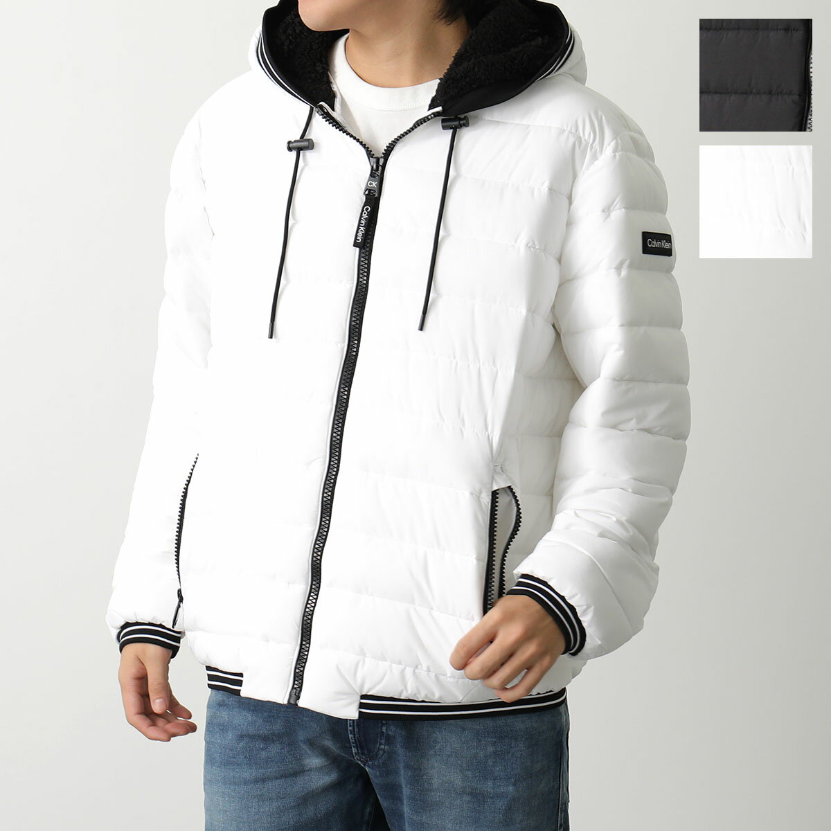 カルバン・クライン Calvin Klein カルバンクライン 中綿ジャケット STRETCH PUFFER W/ SHERPA LINED HOOD CM155956 メンズ アウター ボア フード ロゴパッチ カラー2色