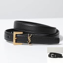 SAINT LAURENT サンローラン ベルト YSL BELT 2.0 ナロー 612616 DTI0W BRM0E メンズ レザー ピンバックル YSL カサンドラロゴ カラー2色