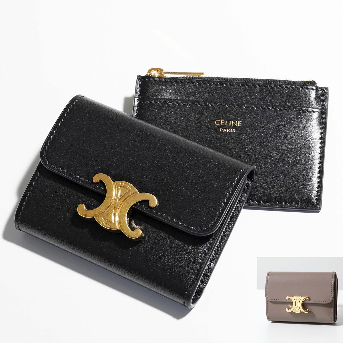 セリーヌ 財布（レディース） CELINE セリーヌ 三つ折り財布 Compact Wallet With Coin 10I653DPV.38NO 10I653DPV.10BL レディース トリオンフ ミニ財布 レザー カラー2色