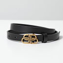 バレンシアガ BALENCIAGA バレンシアガ ベルト BB EX THIN BELT 673513 1CH04 レディース レザー ナローベルト BBロゴ メタルバックル 1000/BLACK