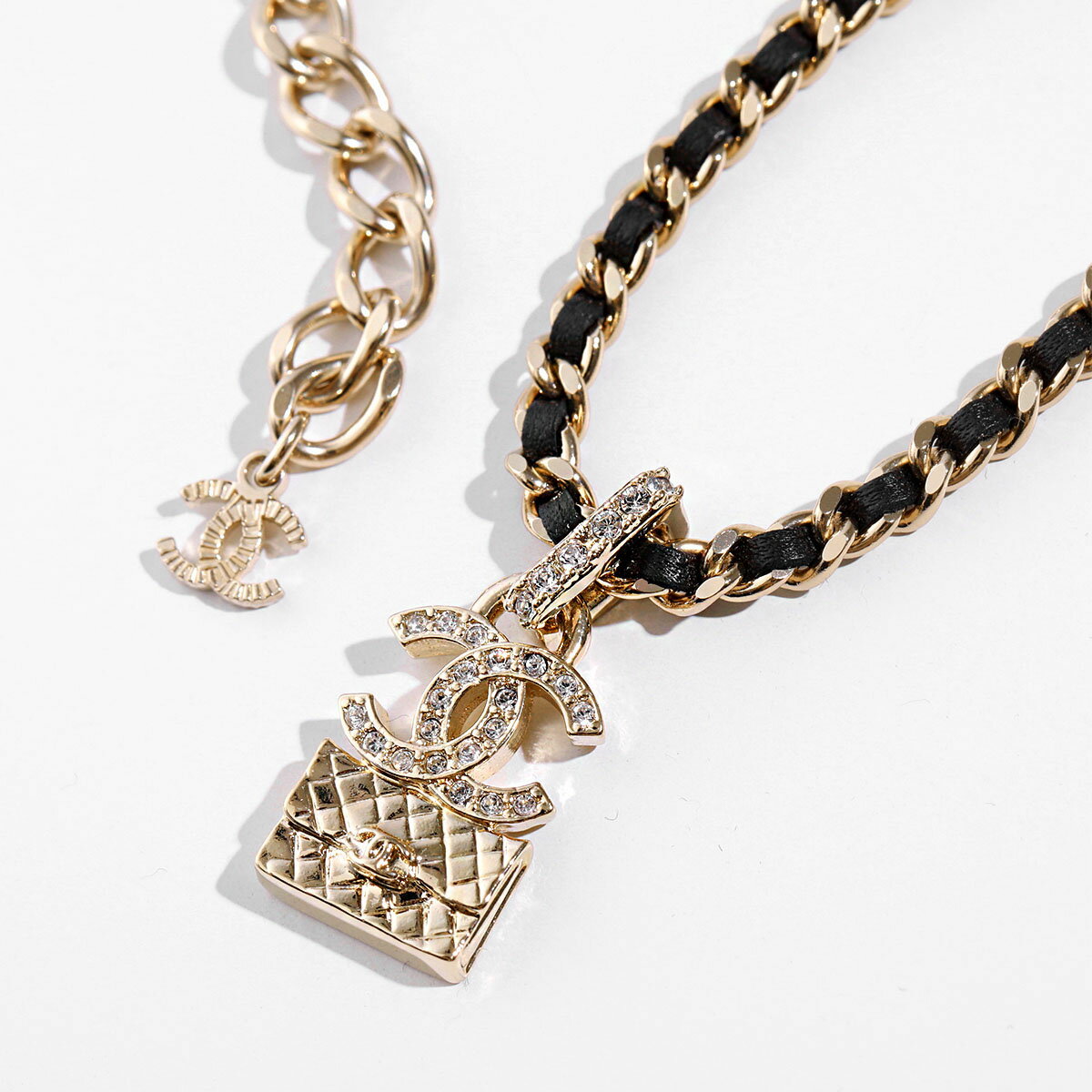 CHANEL シャネル ネックレス ABB548 B14173 レディース チェーン レザー チョーカー ココマーク CCロゴ バッグ ラインストーン NR627のサムネイル