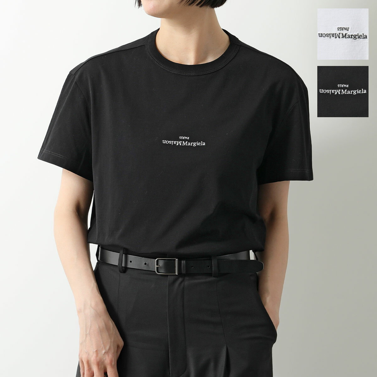 MAISON MARGIELA メゾンマルジェラ 10 Tシャツ S30GC0701 S22816 レディース ディストーテッド 刺繍ロゴ 半袖 カットソー クルーネック 丸首 カラー2色【po_fifth】