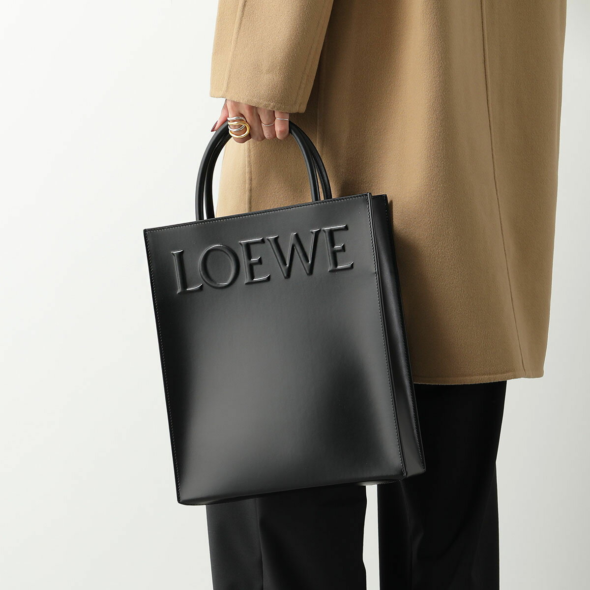 LOEWE ロエベ トートバッグ STANDARD スタンダード A933R18X14 レディース レザー ロゴ ショルダーバッグ 鞄 1100/NEGRO/BLACK