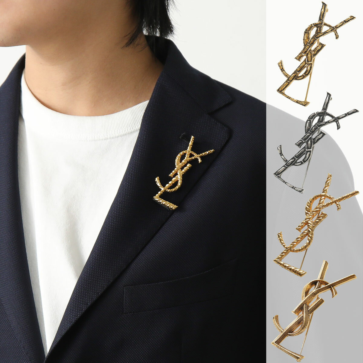 SAINT LAURENT サンローラン ブローチ OPYUM BROCHE オピウム 470371 652410 700582 Y1500 メンズ カサンドラロゴ クロコダイル ツイスト スネーク カラー4色