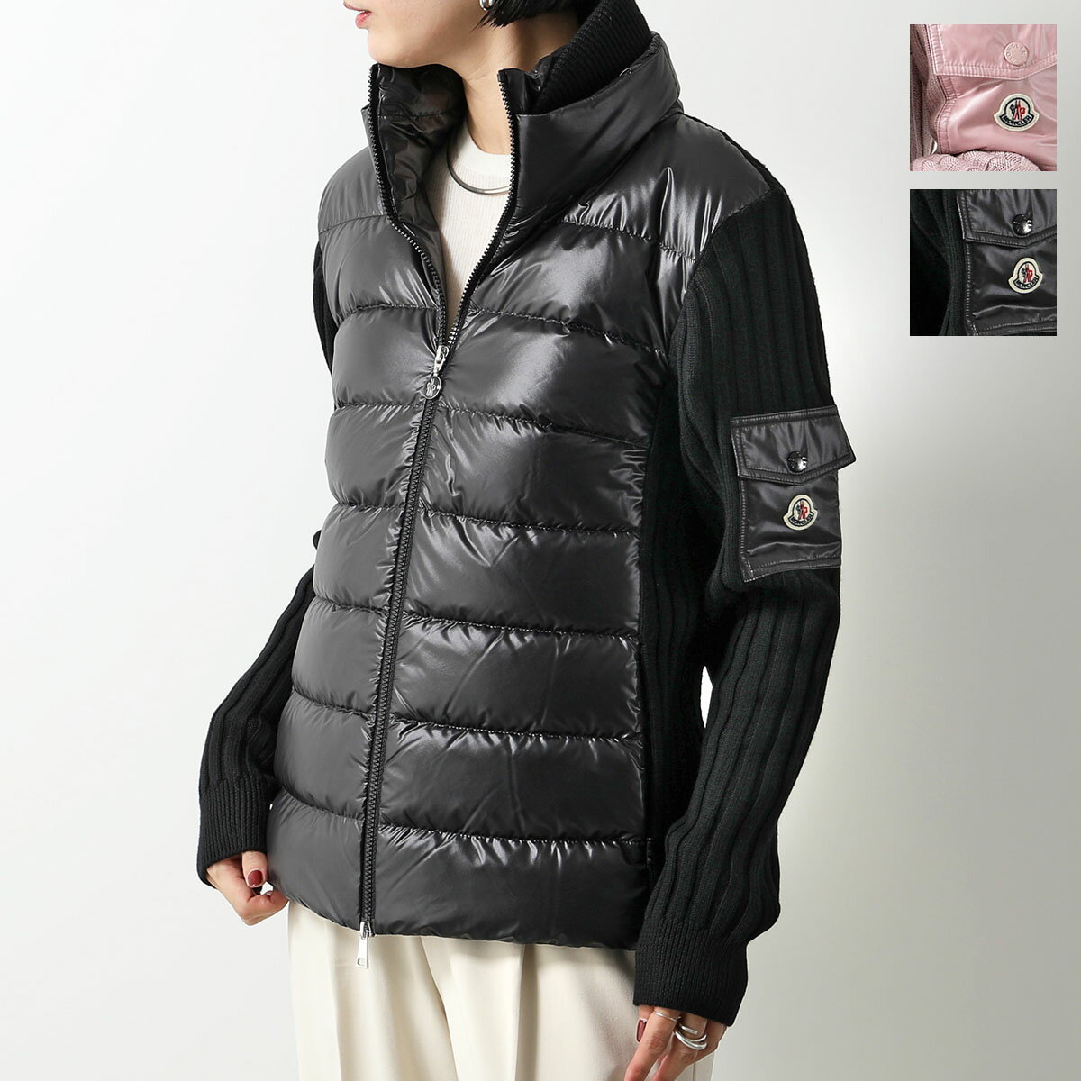 MONCLER モンクレール ダウンジャケット CARDIGAN TORICOT 9B00024 M1131 レディース アイコンパッチ ニット切替 スタンドカラー カラー2色【cp_ten】のサムネイル