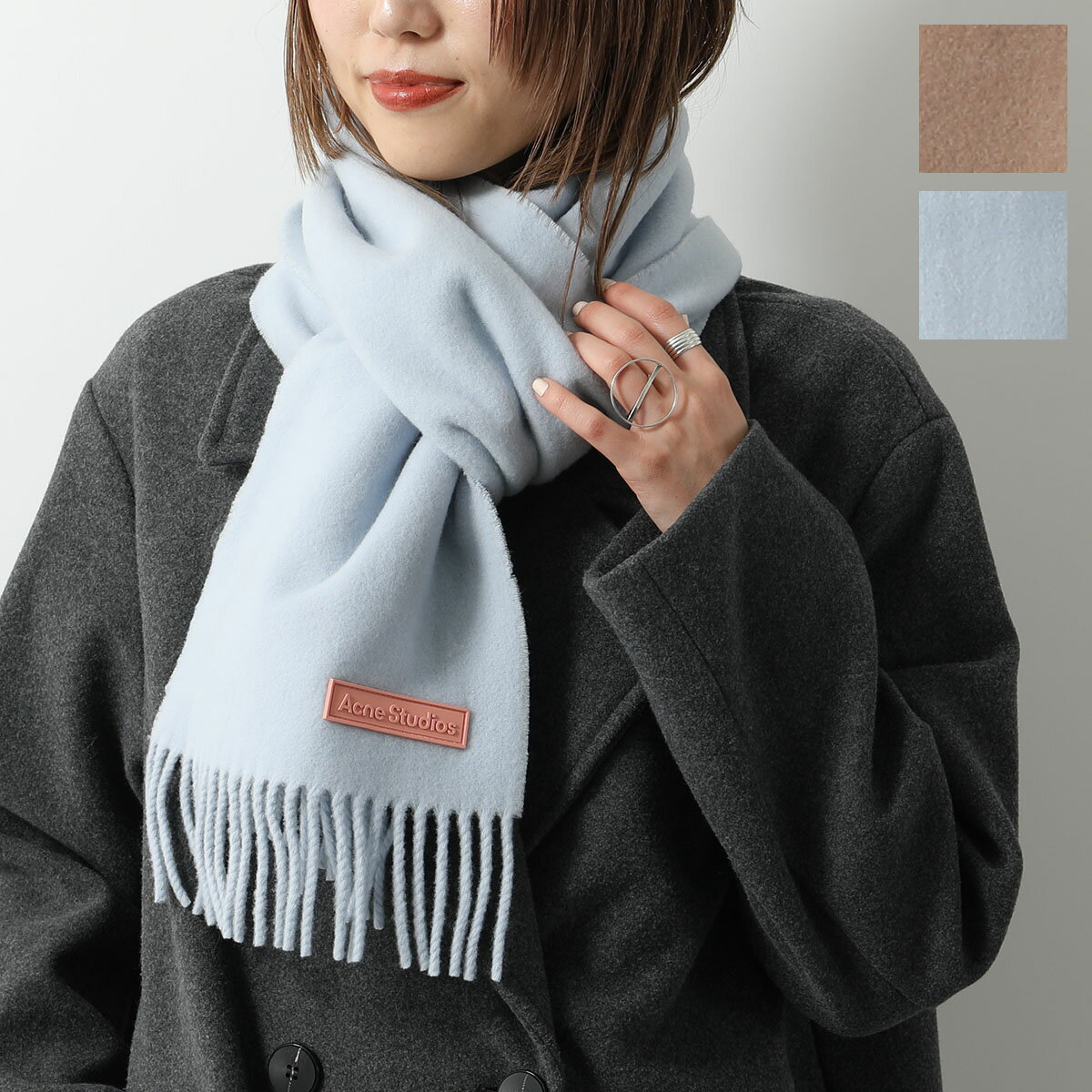 Acne Studios アクネストゥディオズ マフラー CA0281 FN-UX-SCAR000286 レディース フリンジ ストール ラバーロゴパッチ ウール カラー2色のサムネイル