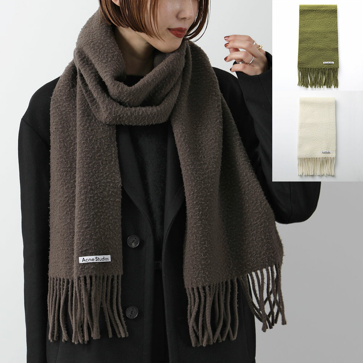 Acne Studios アクネストゥディオズ マフラー CA0283 FN-UX-SCAR000288 レディース フリンジ ストール ロゴラベル ウール カラー3色