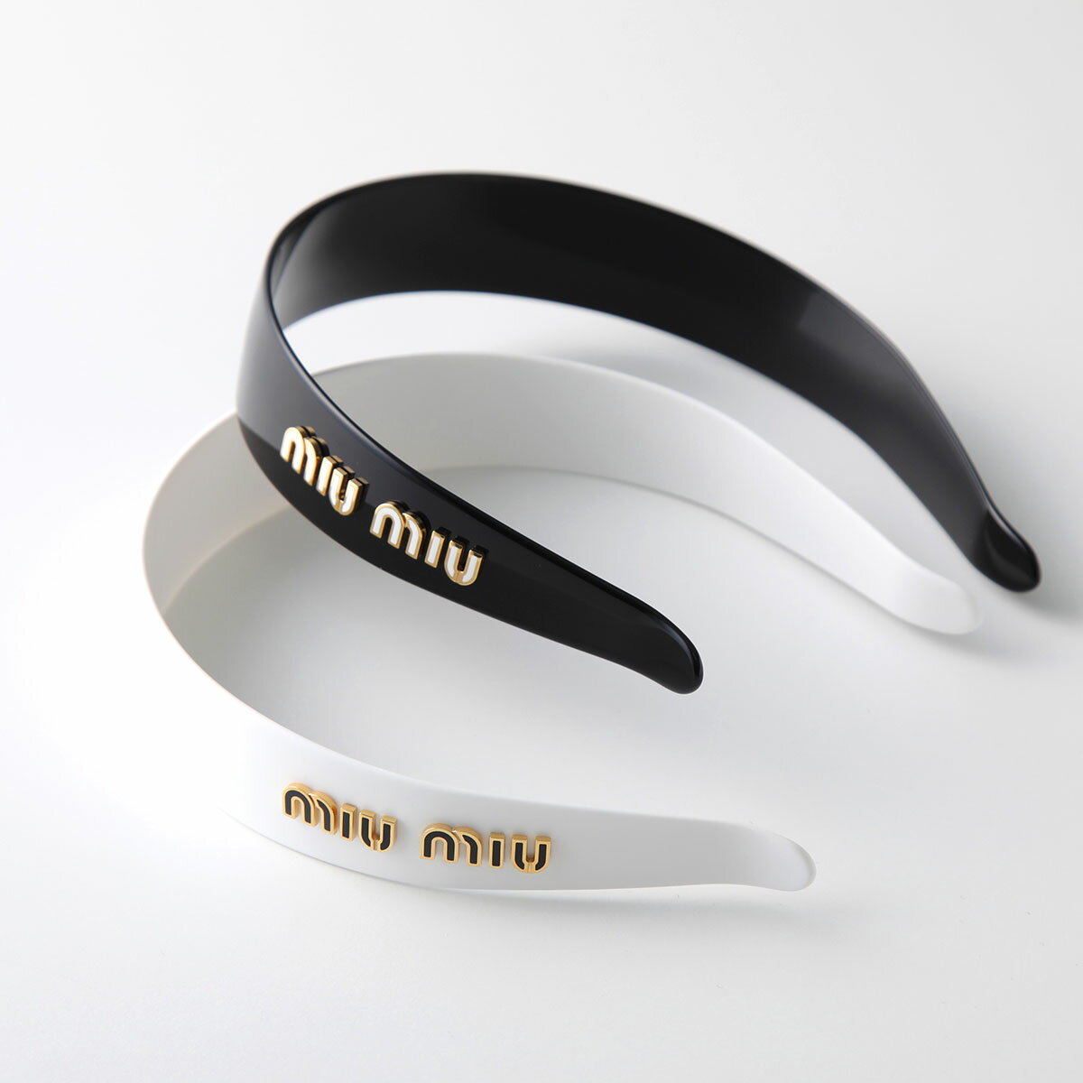 MIUMIU ミュウミュウ カチューシャ 5IH039 2F72 レディース プレックス ヘッドバンド ヘアバンド ロゴ ヘアアクセサリー カラー2色のサムネイル