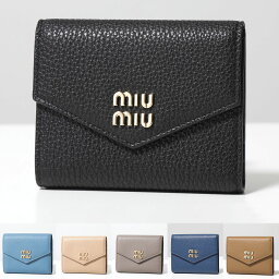 ミュウミュウ 革二つ折り財布 レディース MIUMIU ミュウミュウ 二つ折り財布 5MH040 2DT7 レディース レザー スモール ミニ財布 豆財布 メタルロゴ カラー9色