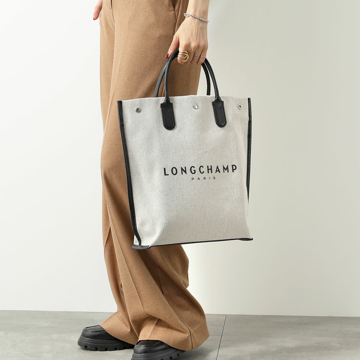 ロンシャン ハンドバッグ Longchamp ロンシャン ハンドバッグ ESSENTIAL M エッセンシャル 10211 HSG レディース Mサイズ キャンバス×レザー 鞄 037/Ecru