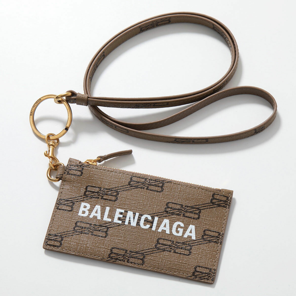 BALENCIAGA バレンシアガ コインケース カードケース CASH CA CASE ON KEYR 594548 210DA メンズ ネックストラップ付き フラグメントケース 2762/BEIGE+BROWN【po_fifth】