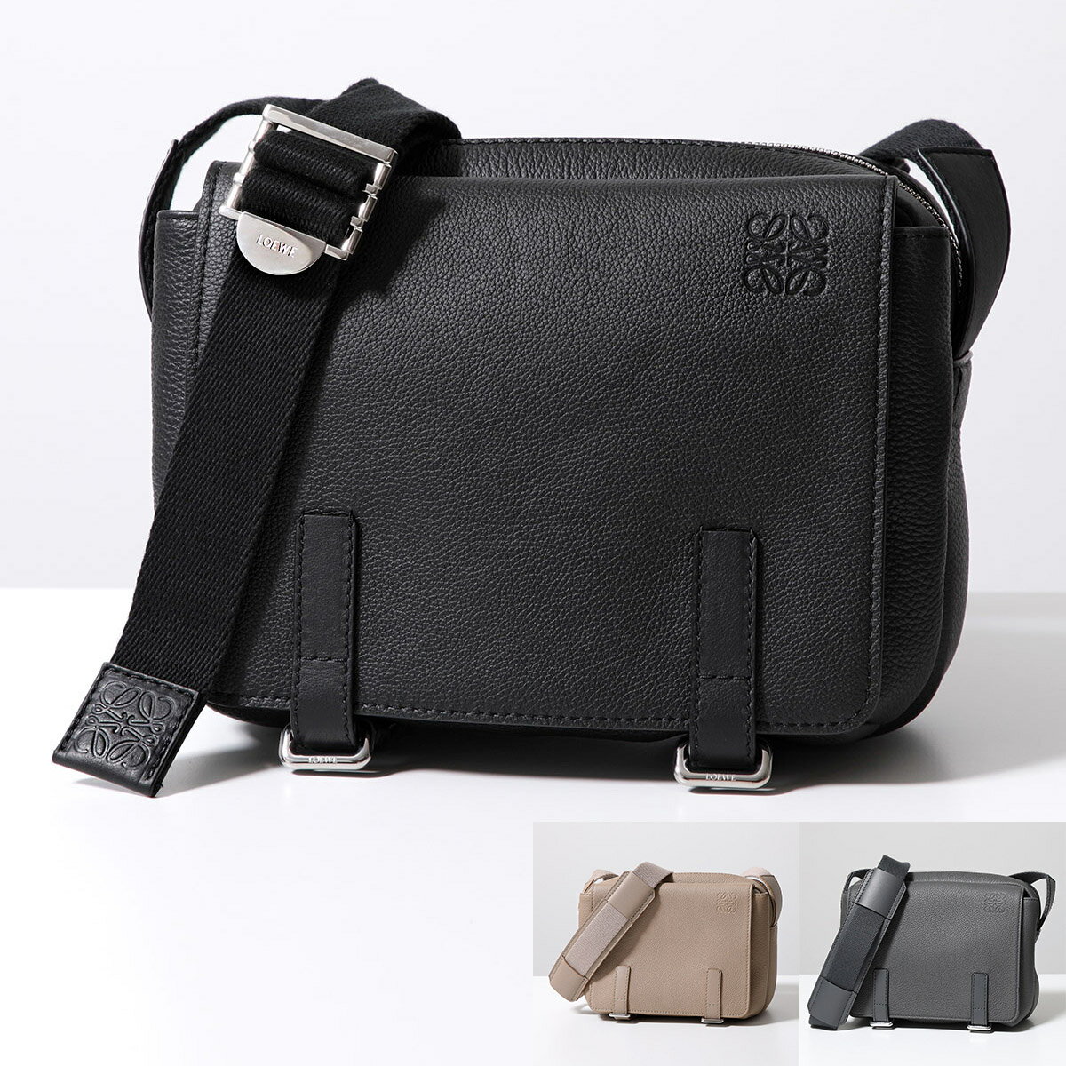 LOEWE ロエベ ショルダーバッグ MILITARY MESSENGE ミリタリー B553A72X22 メンズ クロスボディ レザー アナグラム 鞄 カラー2色