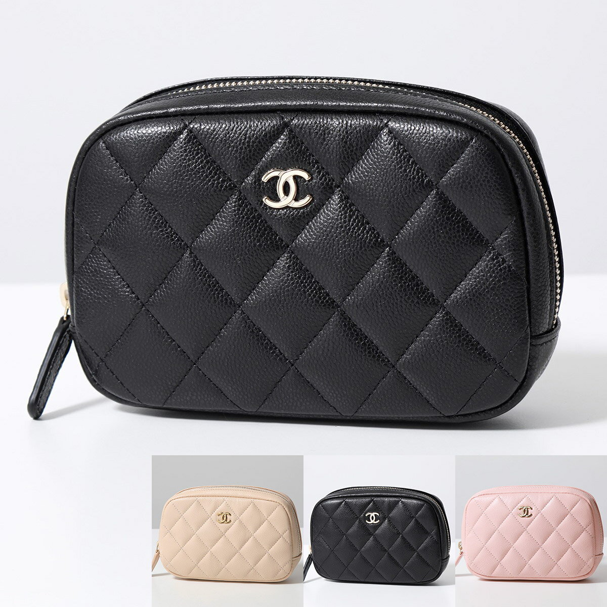 シャネル CHANEL シャネル ポーチ A80909 B10583 レディース コスメポーチ MATELASSE マトラッセ グレインド シャイニー カーフスキン ココマーク CCマーク カラー2色