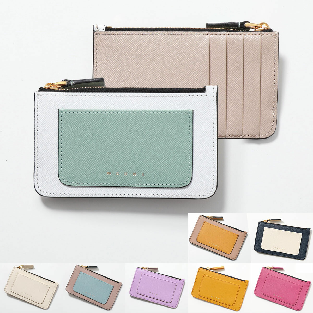 MARNI マルニ フラグメントケース PFMO0025U0 PFMO0025U2 LV520 レディース レザー カードケース コインケース パスケース ミニ財布 ロゴ カラー11色のサムネイル