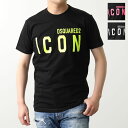DSQUARED2 ディースクエアード 半袖 Tシャツ ICON T-SHIRT S79GC0068 S23009 メンズ 蛍光ロゴ ロゴT コットン クルーネック カラー3色