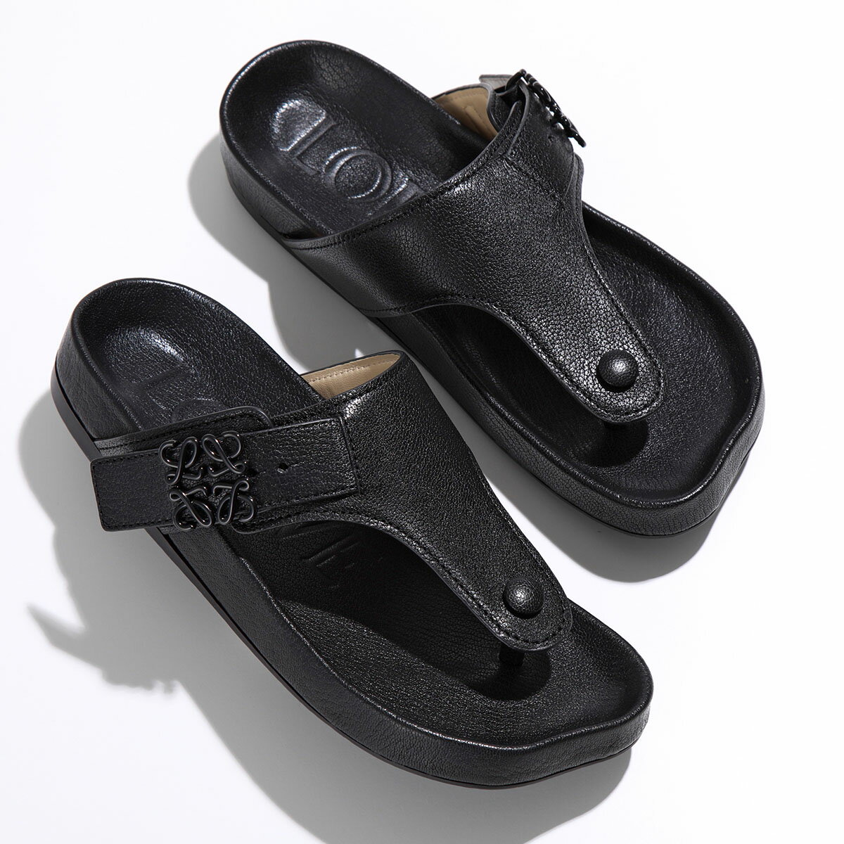 LOEWE ロエベ トングサンダル EASE SANDAL イーズ サンダル L814465X59 レディース アナグラム レザー フラット シューズ 靴 1100/NEGRO/BLACK【po_fifth】