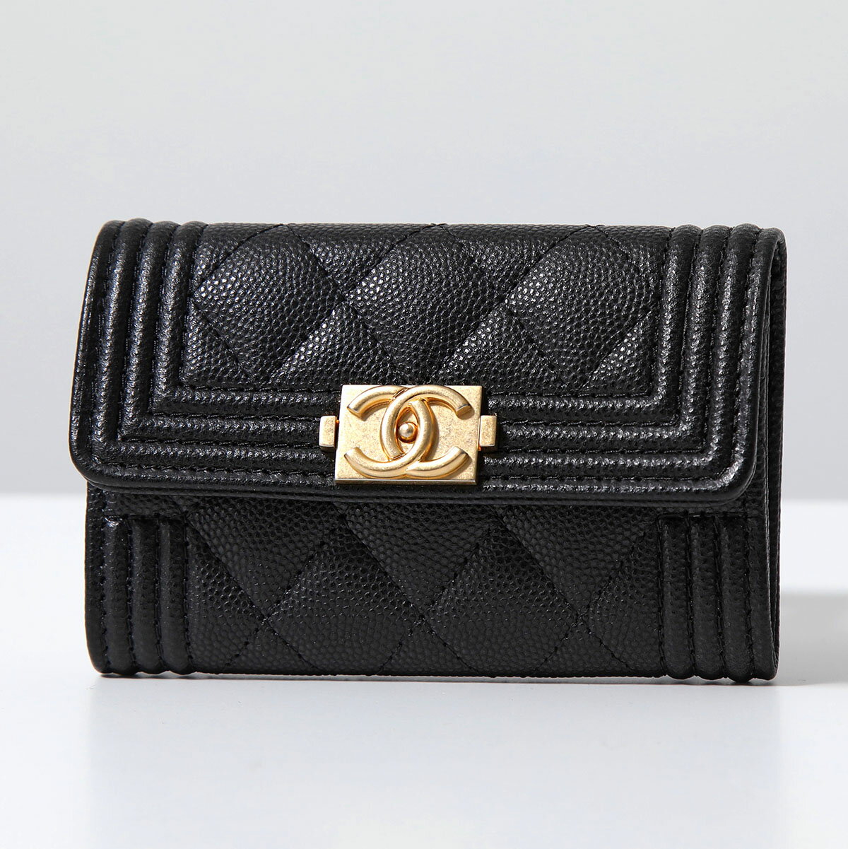 CHANEL シャネル カードホルダー BOY CHANEL ボーイシャネル A80603 B01490 レディース レザー キャビアスキン ココマーク 名刺入れ BLACK/GDのサムネイル