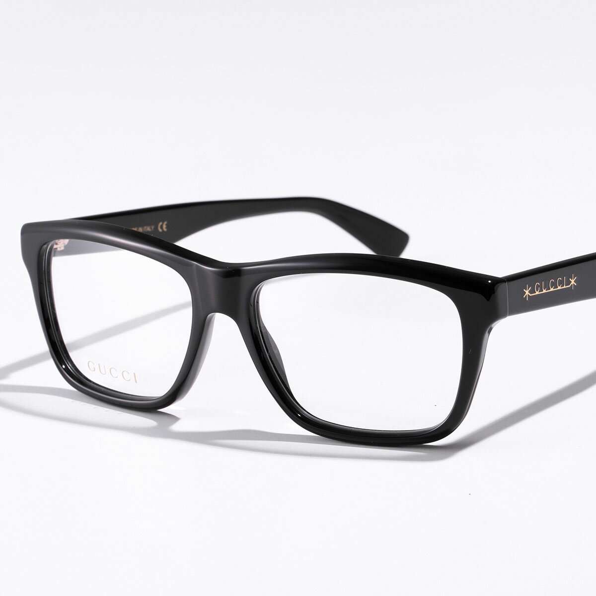 GUCCI グッチ メガネ GG1177O メンズ ウェリントン型 ロゴ セルフレーム アイウェア 黒縁メガネ アジアンフィット 伊達メガネ 004/BlackBlackTransparent