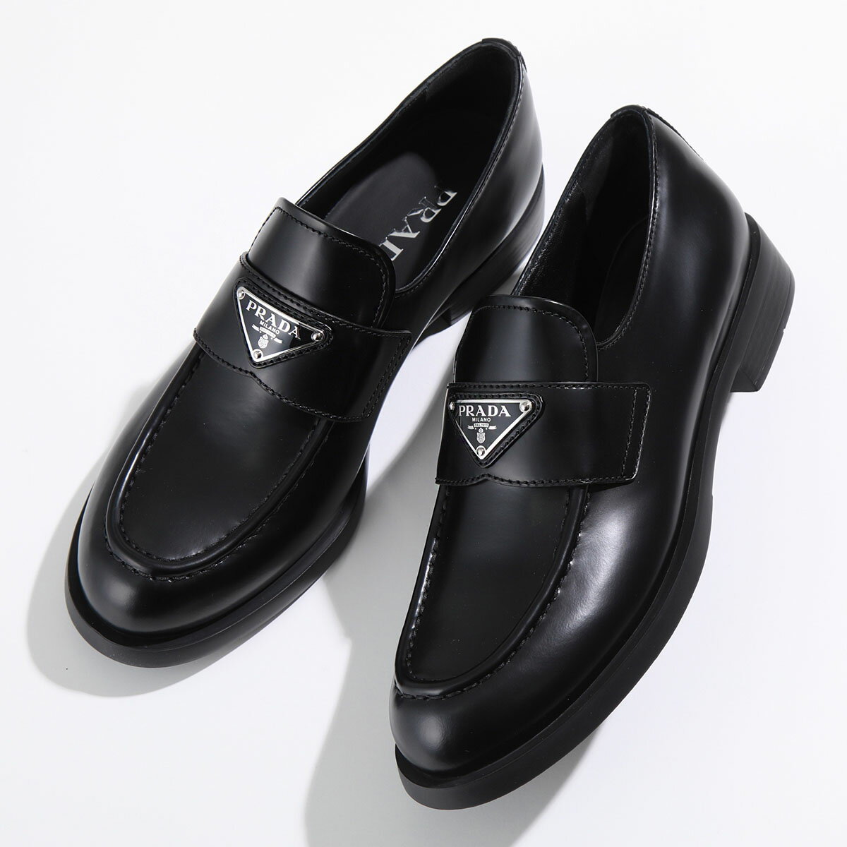 PRADA プラダ ローファー 1D329N 055 レディース ブラッシュドレザー トライアングルロゴ シューズ 靴 F0002/NERO