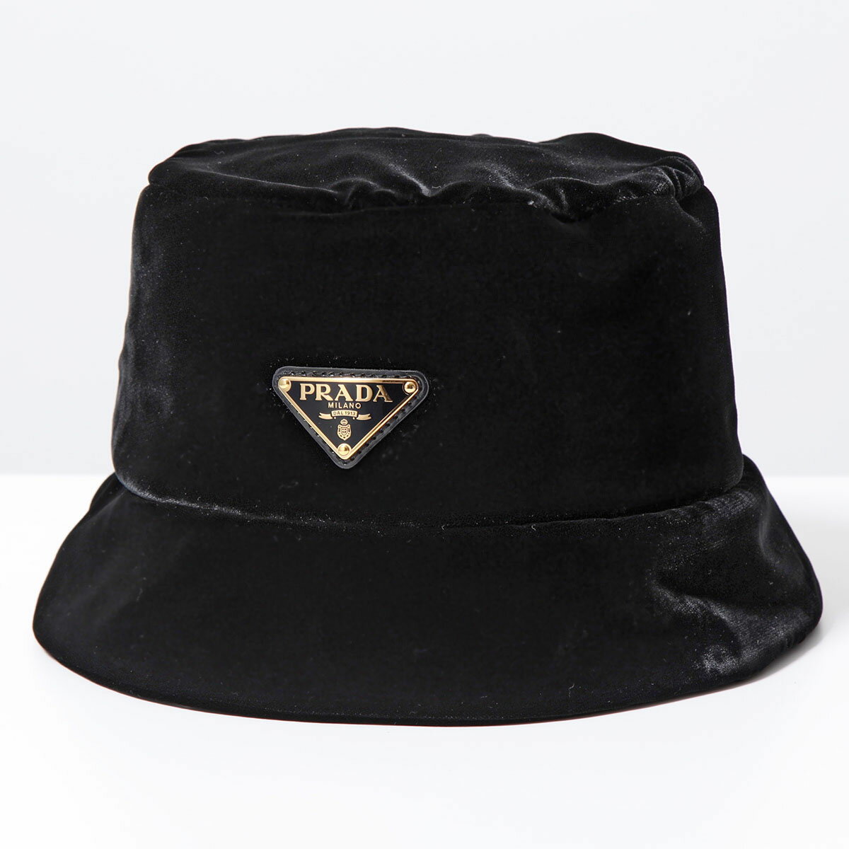 PRADA プラダ バケットハット 1HC137 068 レディース ベルベット ベロア トライアングルロゴ 帽子 F0002/NEROのサムネイル