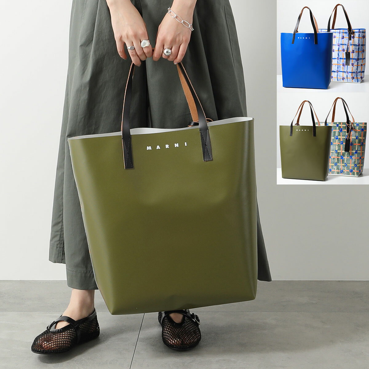 MARNI マルニ トートバッグ SHMQ000A19 P6534 レディース オープンショッパー ロゴプリント 鞄 カラー2色【po_fivee】【cp_kikaku】のサムネイル
