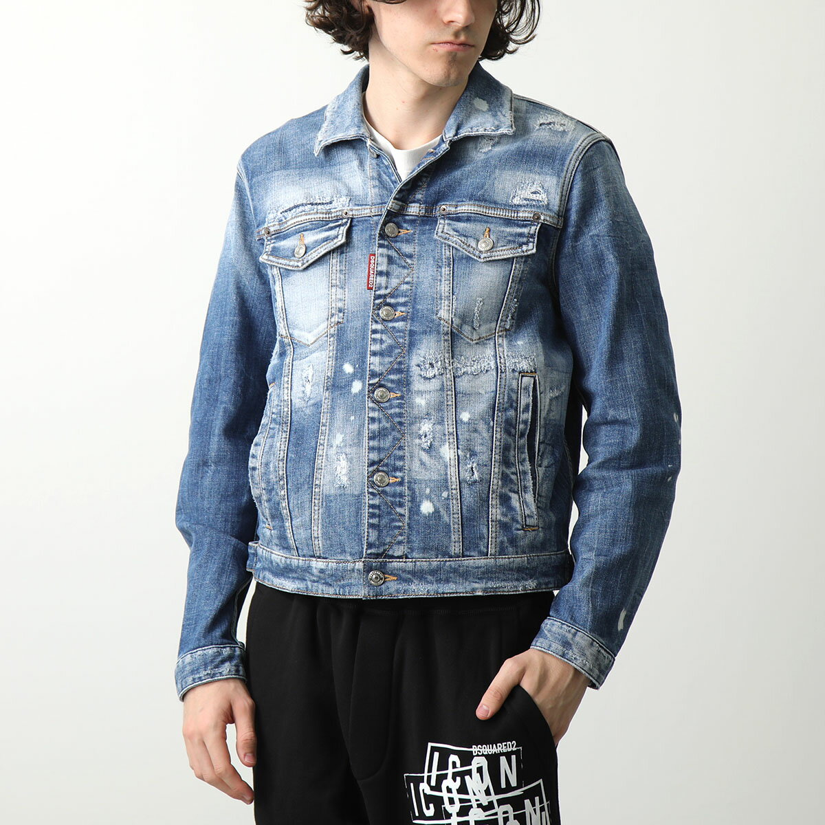 DSQUARED2 ディースクエアード デニムジャケット DAN JEAN JACKET S74AM1468 S30872 メンズ ストレッチ 長袖 胸ポケット Gジャン 470