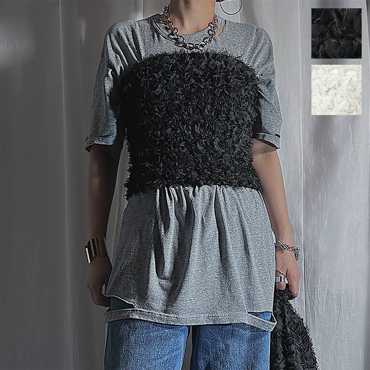 PROVOKE プロヴォーク ビスチェ petal motif baretop PV-010041 レディース フリンジ フリル シャーリング 花びら トップス カラー2色のサムネイル