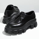 PRADA プラダ ダービーシューズ Monolith モノリス 2EE355 B4L F0002 メンズ ブラッシュドレザー マキシソール レースアップ 厚底 軽量 革靴 ロゴ NERO