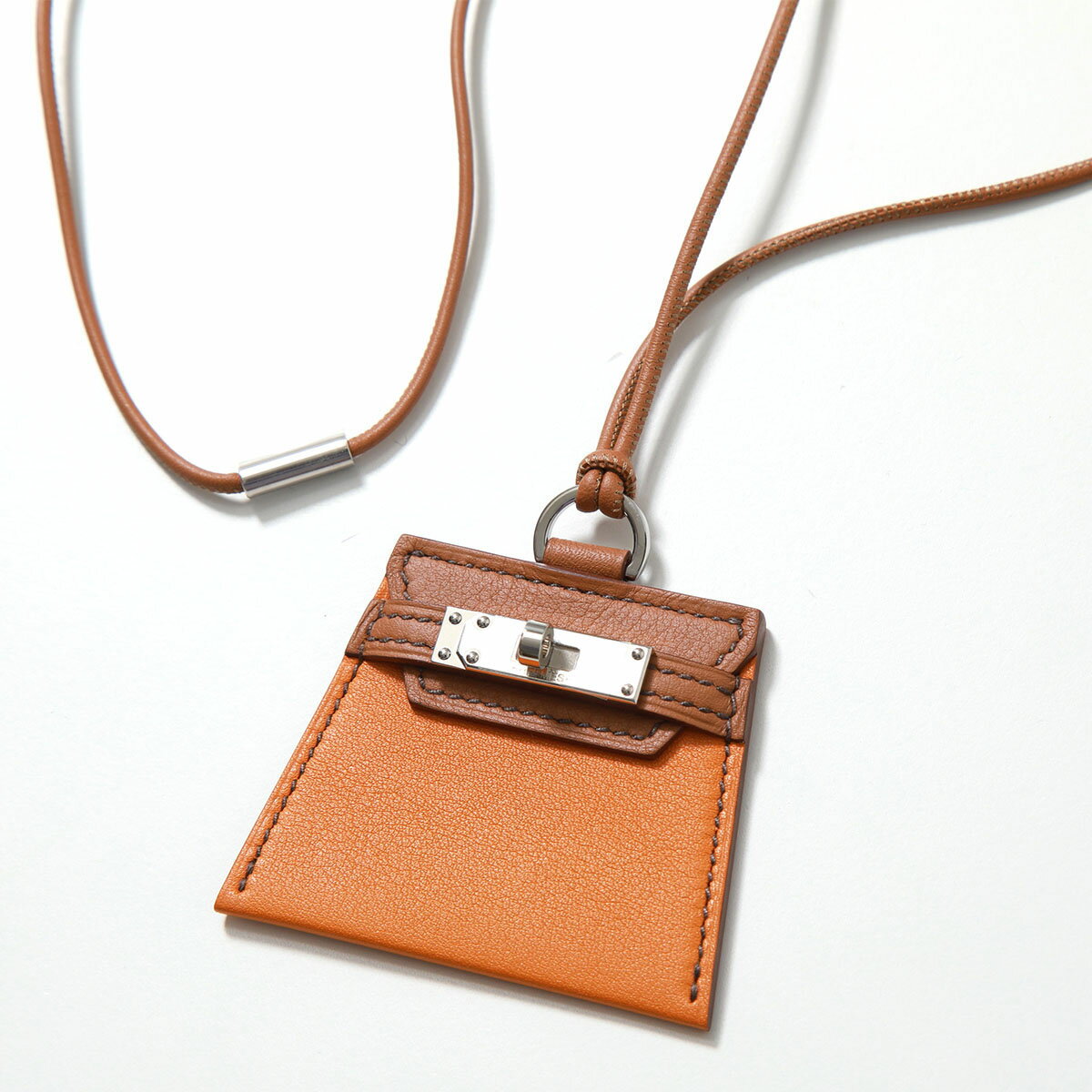 エルメス HERMES エルメス ネックレス モンプティケリー MONPETIT KELLY GM 010647CK レディース スイフト レザー ペンダント SV金具 ABRICOT+GOLD【po_fifth】