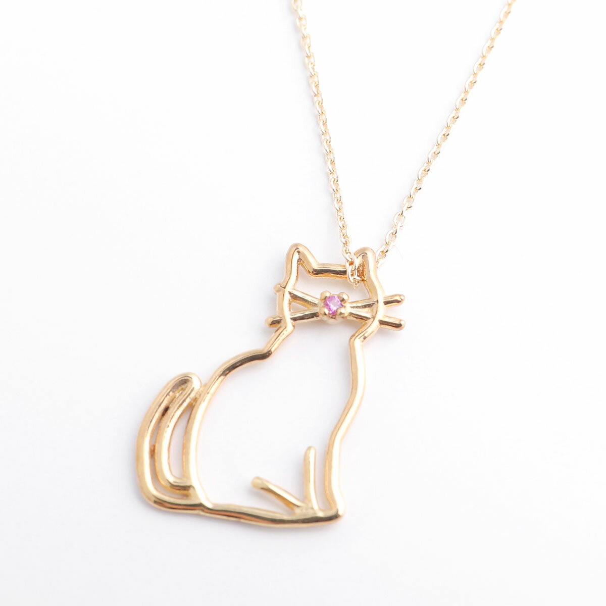 ALIITA アリータ ネックレス MIAU ZAFIRO ROSA NECKLACE ROLO レディース ねこ キャット ピンクサファイア ペンダント アクセサリー J1000/YELLOW-GOLD-9KT