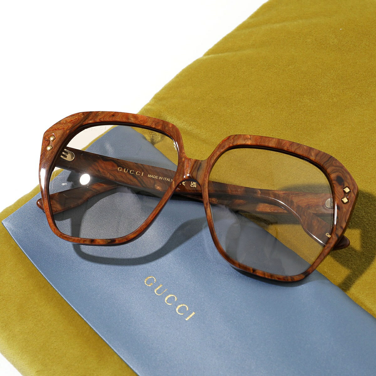 グッチ サングラス GG1249S メンズ GUCCI ロゴ セルフレーム アイウェア 001/BROWN-BROWN-YELLOW