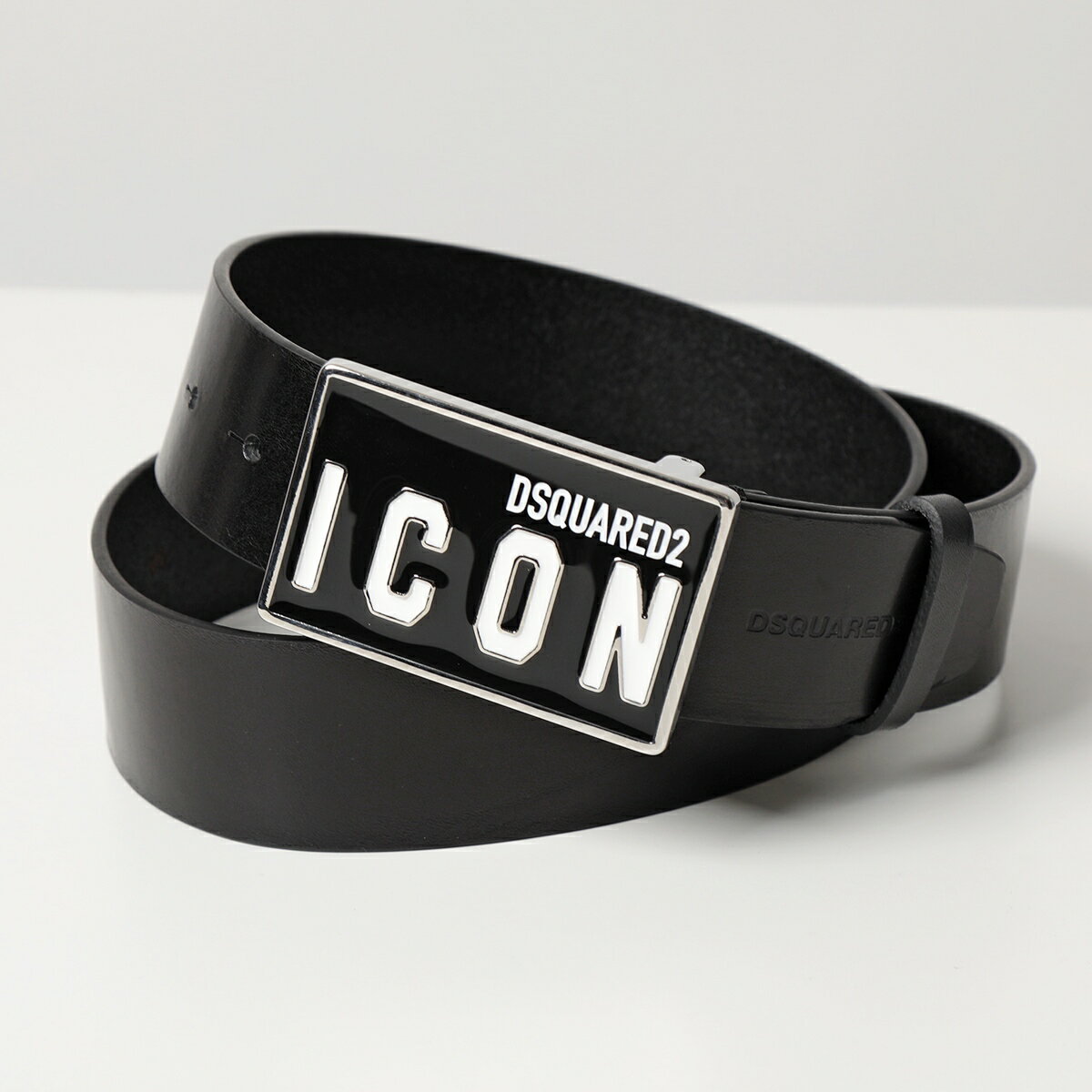 DSQUARED2 ディースクエアード ベルト Icon Plaque Leather Belt アイコン BEM0326 12900001 メンズ レザー ロゴバックル M436/BLACK＋BLACK【point5】