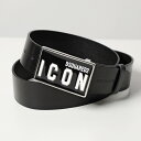 ディースクエアード DSQUARED2 ディースクエアード ベルト Icon Plaque Leather Belt アイコン BEM0326 12900001 メンズ レザー ロゴバックル M436/BLACK＋BLACK