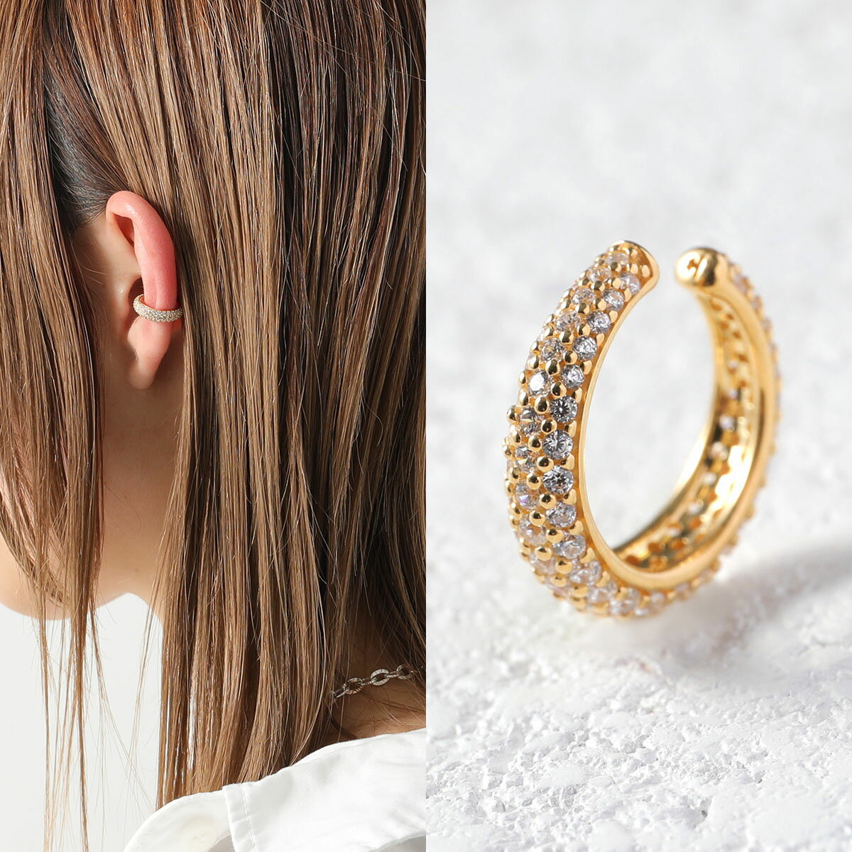 TOMWOOD トムウッド イヤーカフ Ear Cuff Slim Zirconia Gold E38WMCZ01S925/9K レディース silver925 ジルコニア イヤカフ アクセサリー Gold【po_fifth】