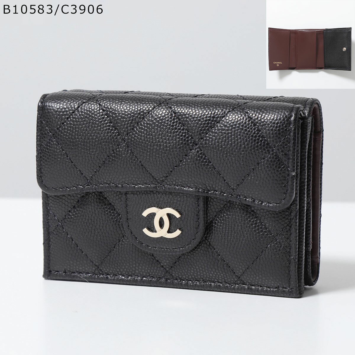 CHANEL シャネル 三つ折り財布 AP0230 B10583 Y33352 Y04059 Y01480 B15532 レディース MATELASSE マトラッセ キャビアスキン ラムスキン キルティングレザー ココマーク カラー10色