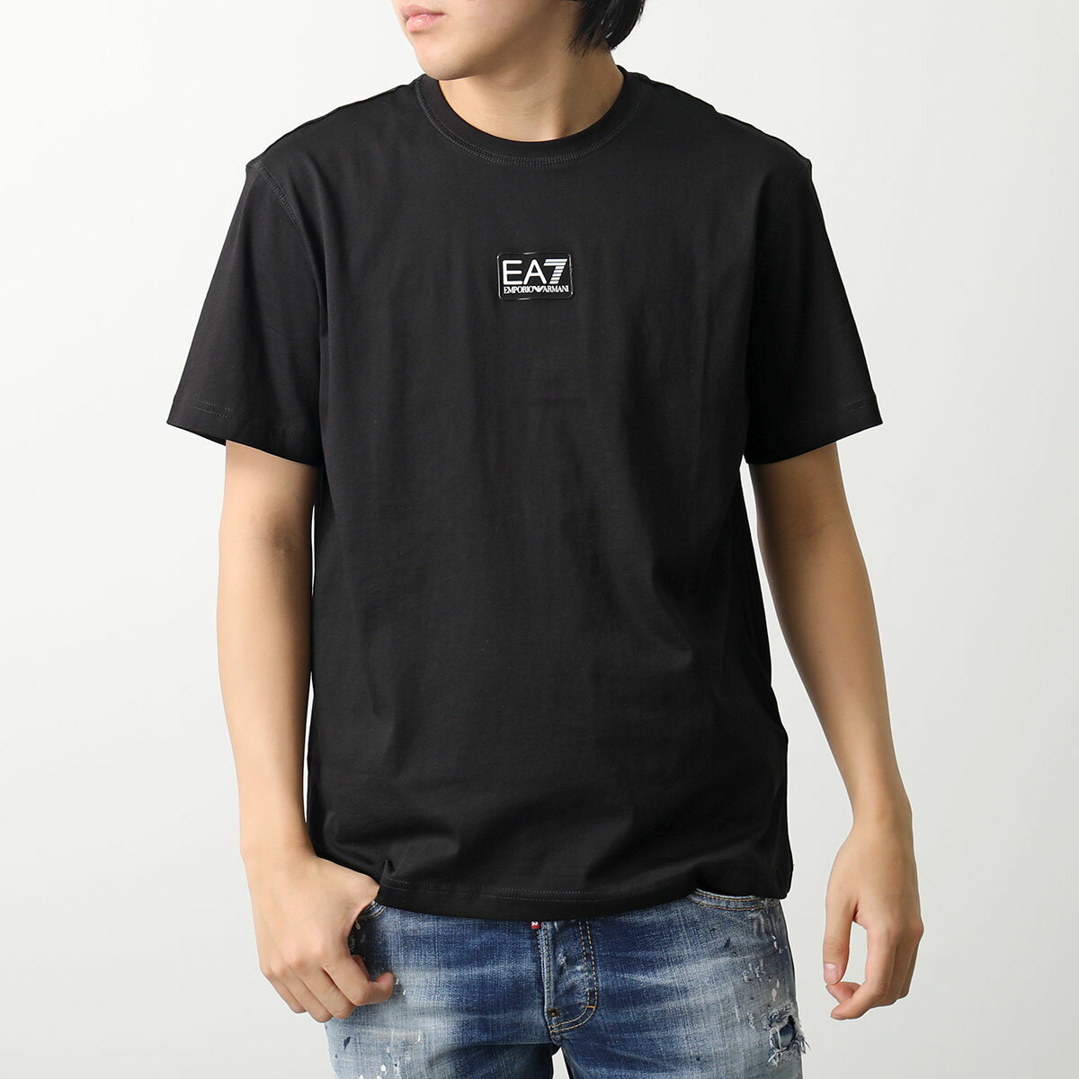 EA7 EMPORIO ARMANI エアセッテ エンポリオアルマーニ Tシャツ 3DPT05 PJ02Z メンズ 半袖 カットソー クルーネック ロゴT コットン 1200/BLACK