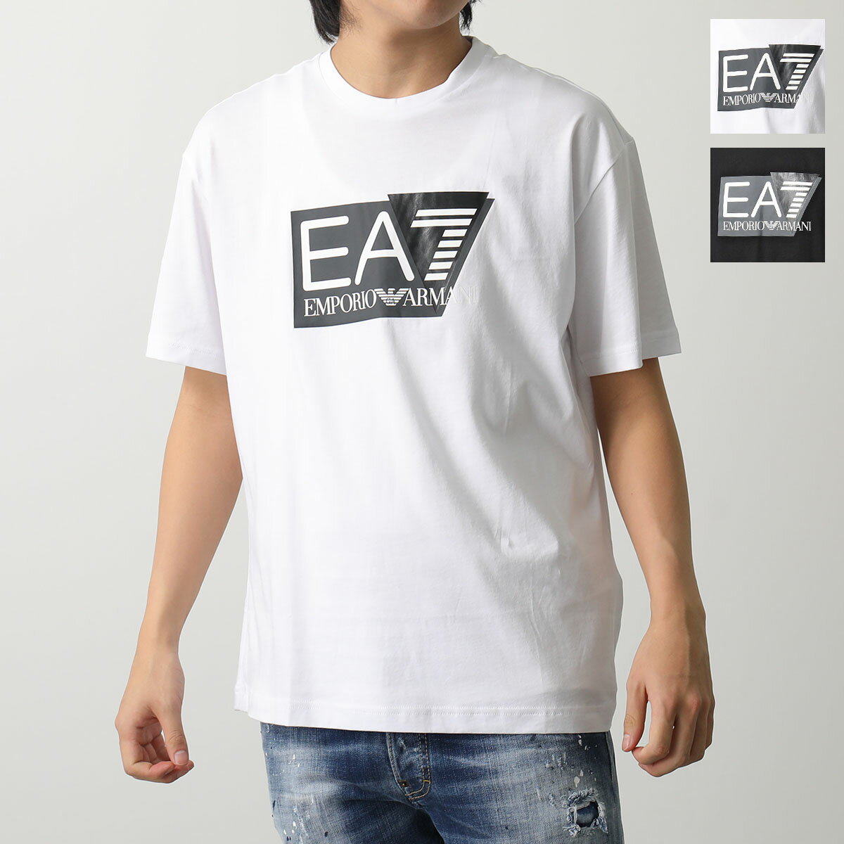 EA7 EMPORIO ARMANI エアセッテ エンポリオアルマーニ Tシャツ 3DPT09 PJ02Z メンズ 半袖 カットソー クルーネック ロゴT コットン カラー2色