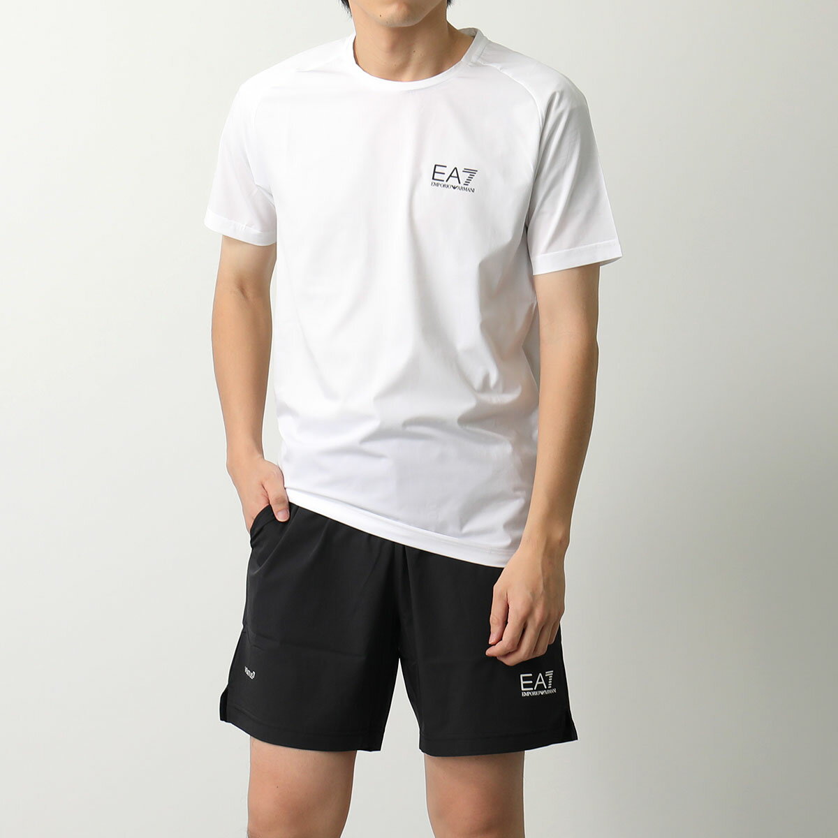 EA7 EMPORIO ARMANI エアセッテ エンポリオアルマーニ セットアップ 8NPV03 PNDDZ メンズ 半袖 Tシャツ＋ハーフパンツ ロゴ カラー2色