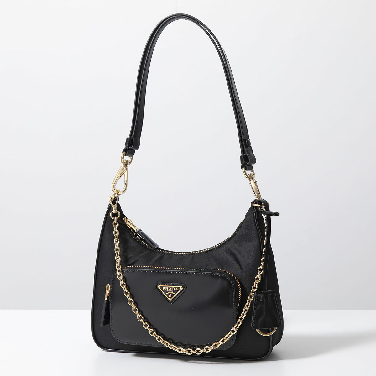 PRADA プラダ ハンドバッグ 1BC198 JOO R789 レディース Re-Nylon リナイロン ブラッシュドレザー ショルダーバッグ トライアングルロゴ 鞄 F0002/NERO【po_saan】のサムネイル