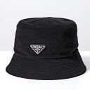 PRADA プラダ バケットハット 2HC137 1JHC レディース コーデュロイ トライアングルロゴ 帽子 F0002/NERO【po_fifth】