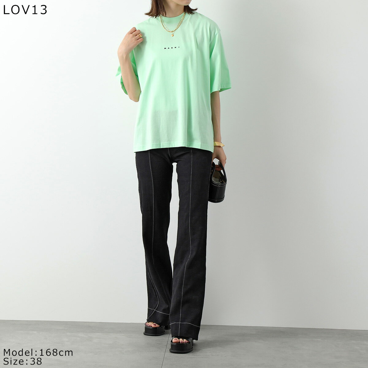 【最大2万円OFFクーポン対象・4/29～5/1限定】MARNI マルニ Tシャツ THJE0263P1 USCS87 レディース ミドルスリーブ 半袖 クルーネック カットソー ちびロゴ カラー5色