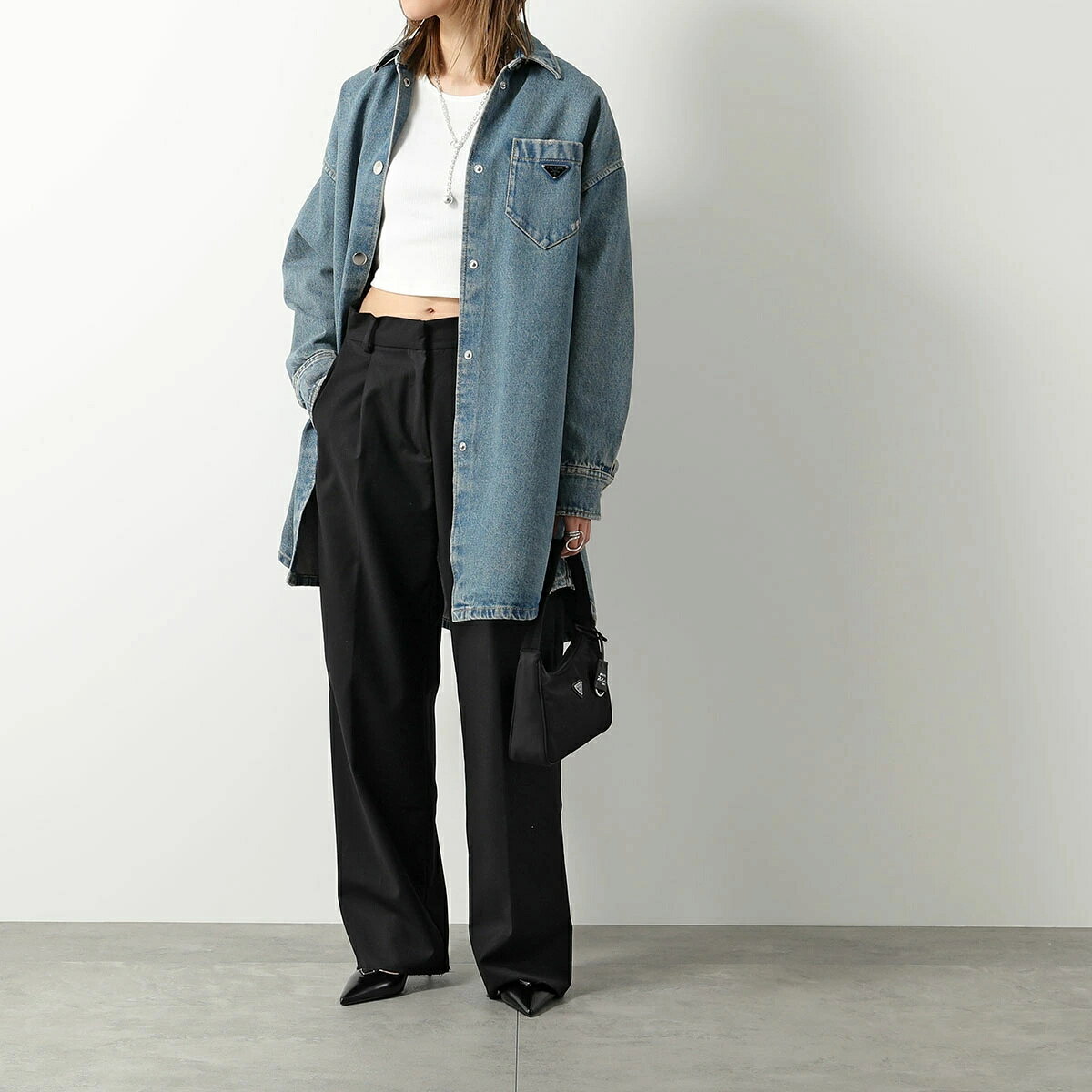 【最大2万円OFFクーポン対象・8/15～8/16限定】PRADA プラダ デニム シャツ GFC036...