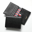 THOM BROWNE トムブラウン カードケース MAW021L 00198 レディース レザー 名刺入れ ミニ財布 パスケース ロゴ 001/BLACK【po_fifth】