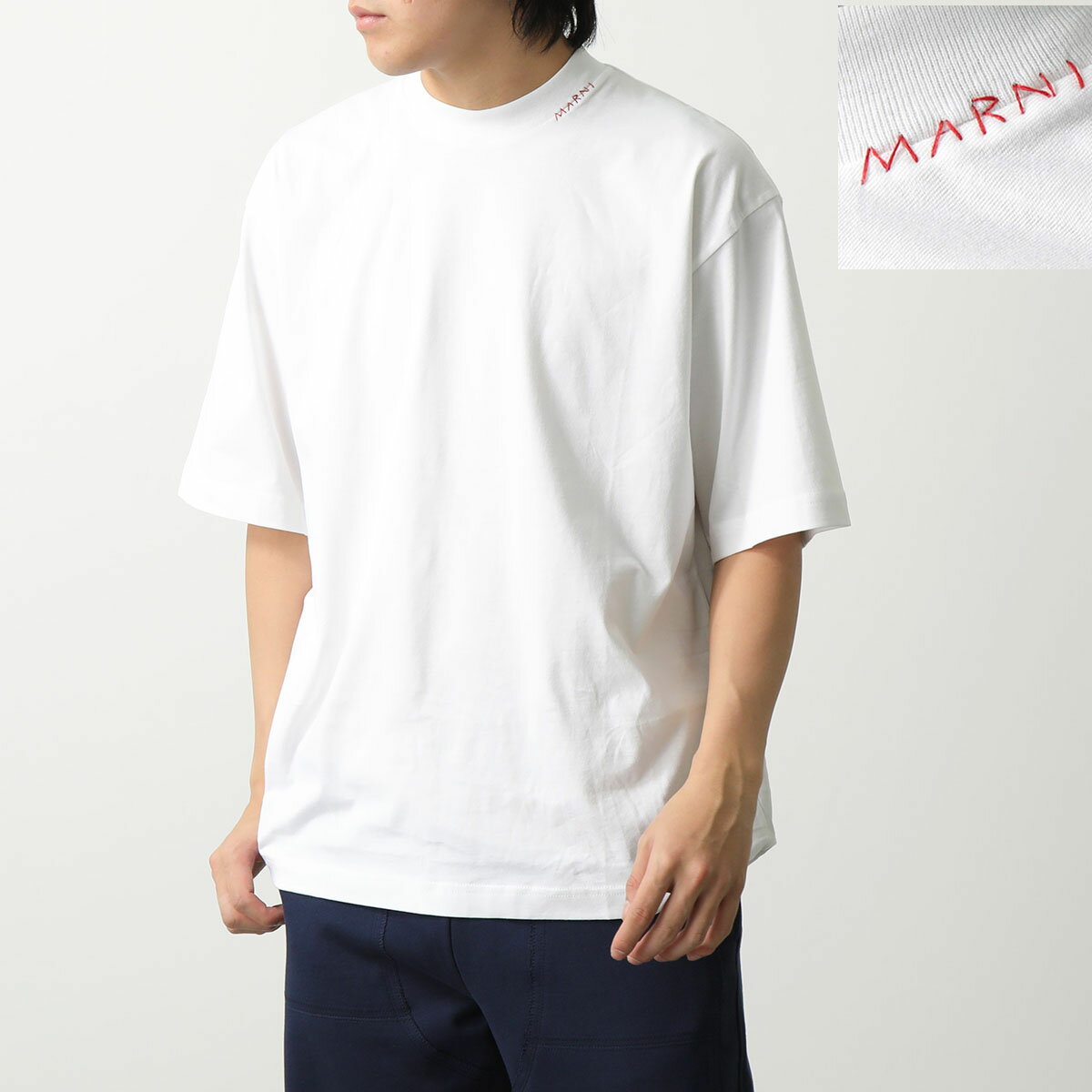 MARNI マルニ Tシャツ【1枚単品】HUMU0223X3 UTCZ68 メンズ 半袖 クルーネック コットン カットソー ロゴ 刺繍 00W01/LILY-WHITE【po_sannn】【dc_kikaku】のサムネイル