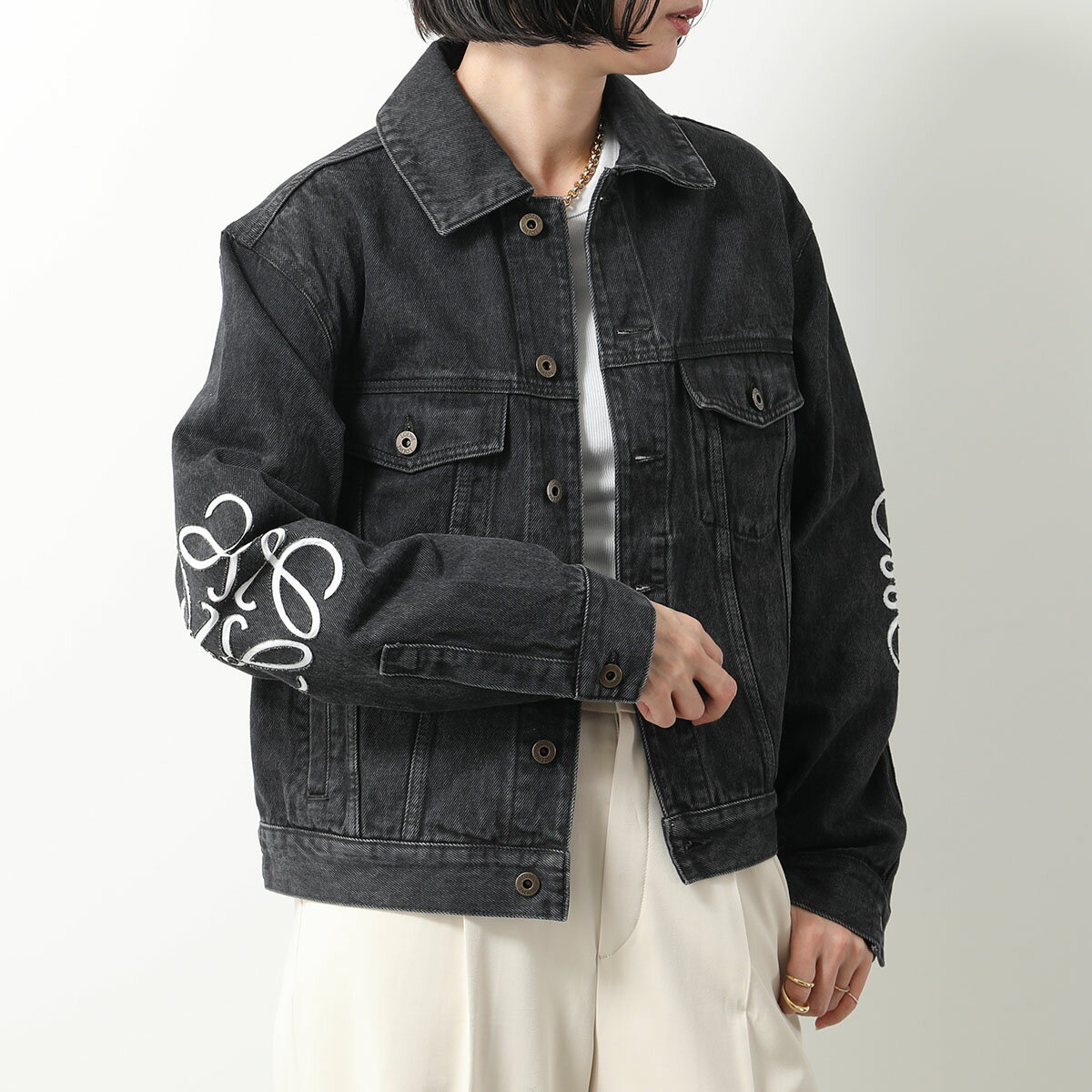 LOEWE 22AW アナグラム コットン レザー ジャケット 36 M
