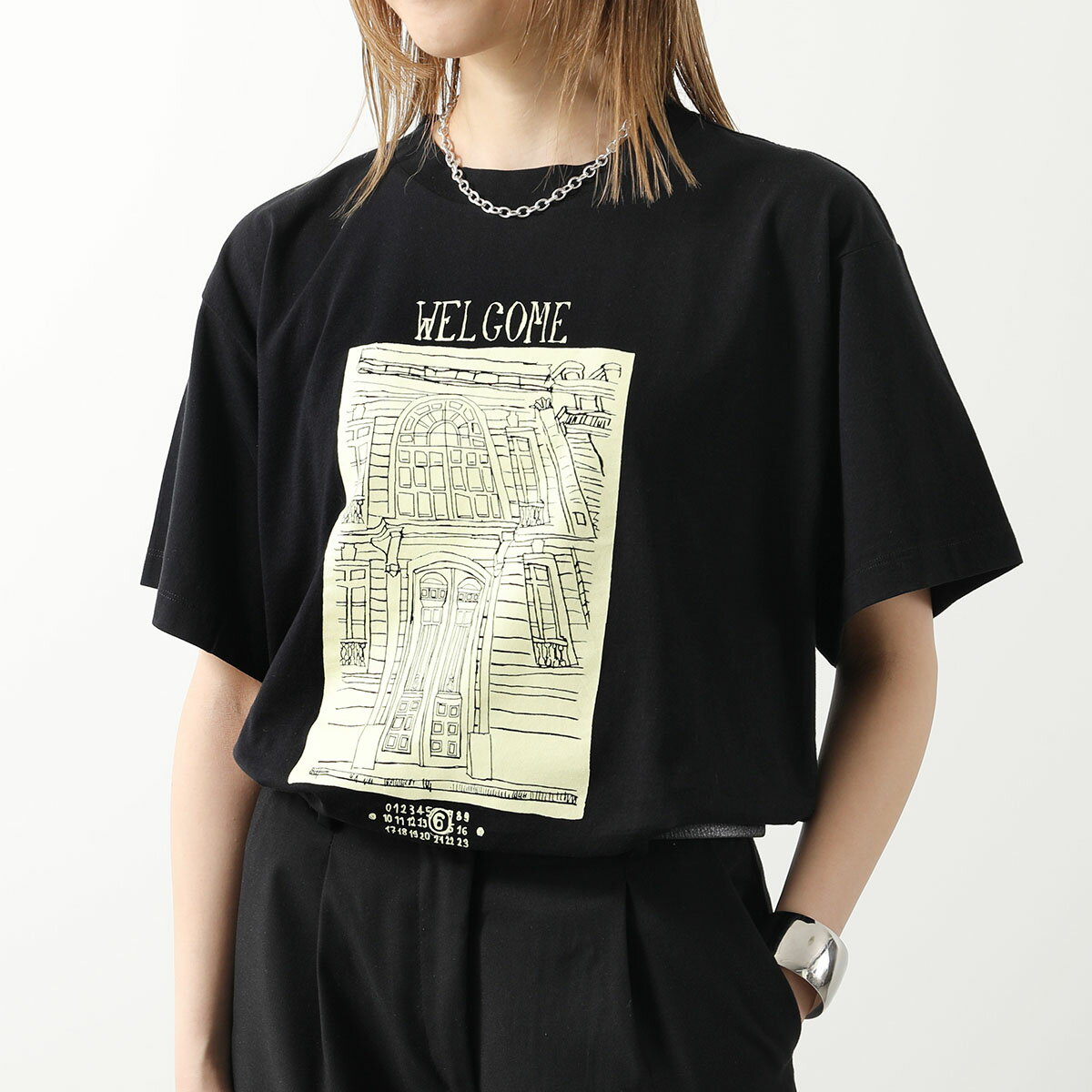 MM6 エムエムシックス メゾンマルジェラ Tシャツ SH0GC0013 S24312 レディース 半袖 カットソー クルーネック コットン ナンバーロゴT 900のサムネイル